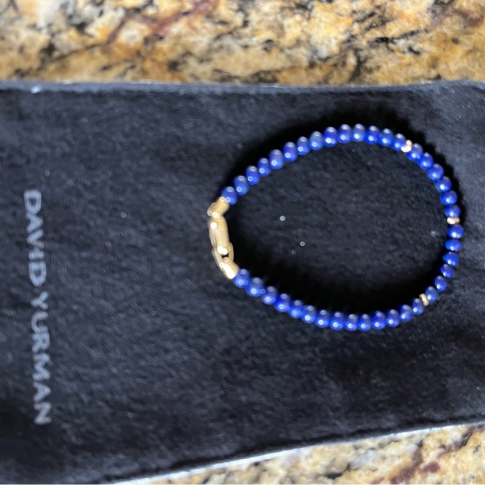 David Yurman Gold and Blue Beaded Bracelet